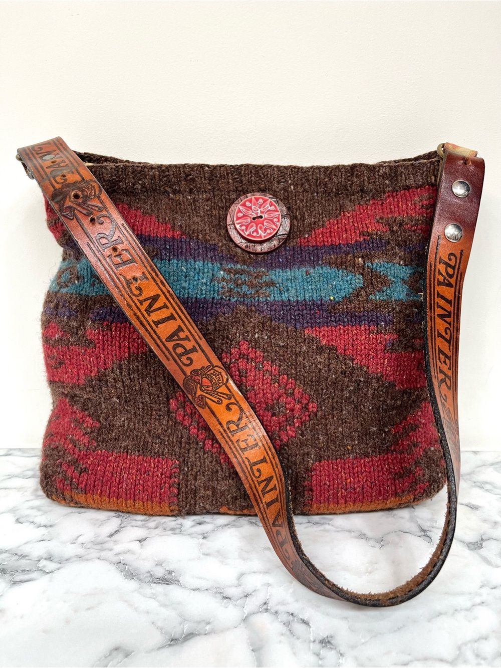 Upcycled repurposed wool bag made from Ralph Lauren southwestern sweater OOAK